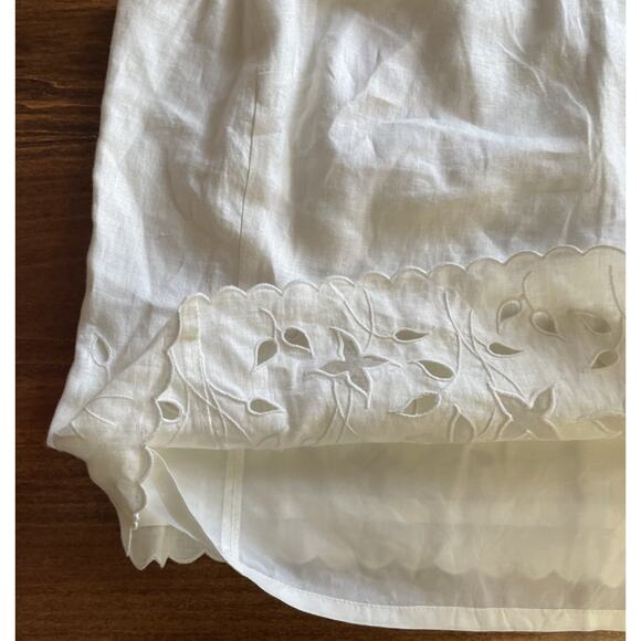Kate Hill Linen Embroidered Lined Ivory Sleeveless Top Size 16W Blouse Tank - Picture 5 of 9